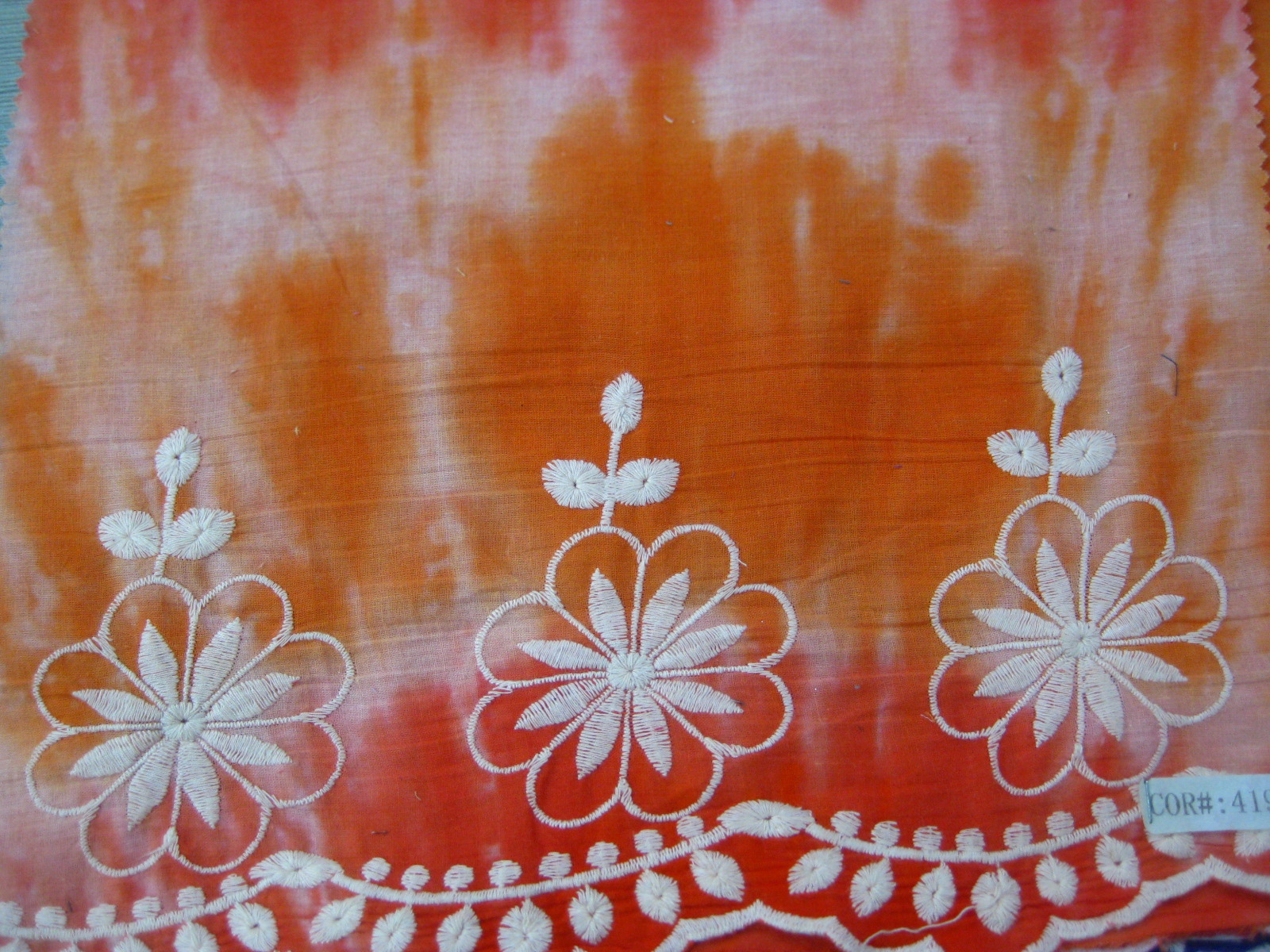 COTTON VOILE TIE DYE WITH ONE BORDER EMB DES#17-419