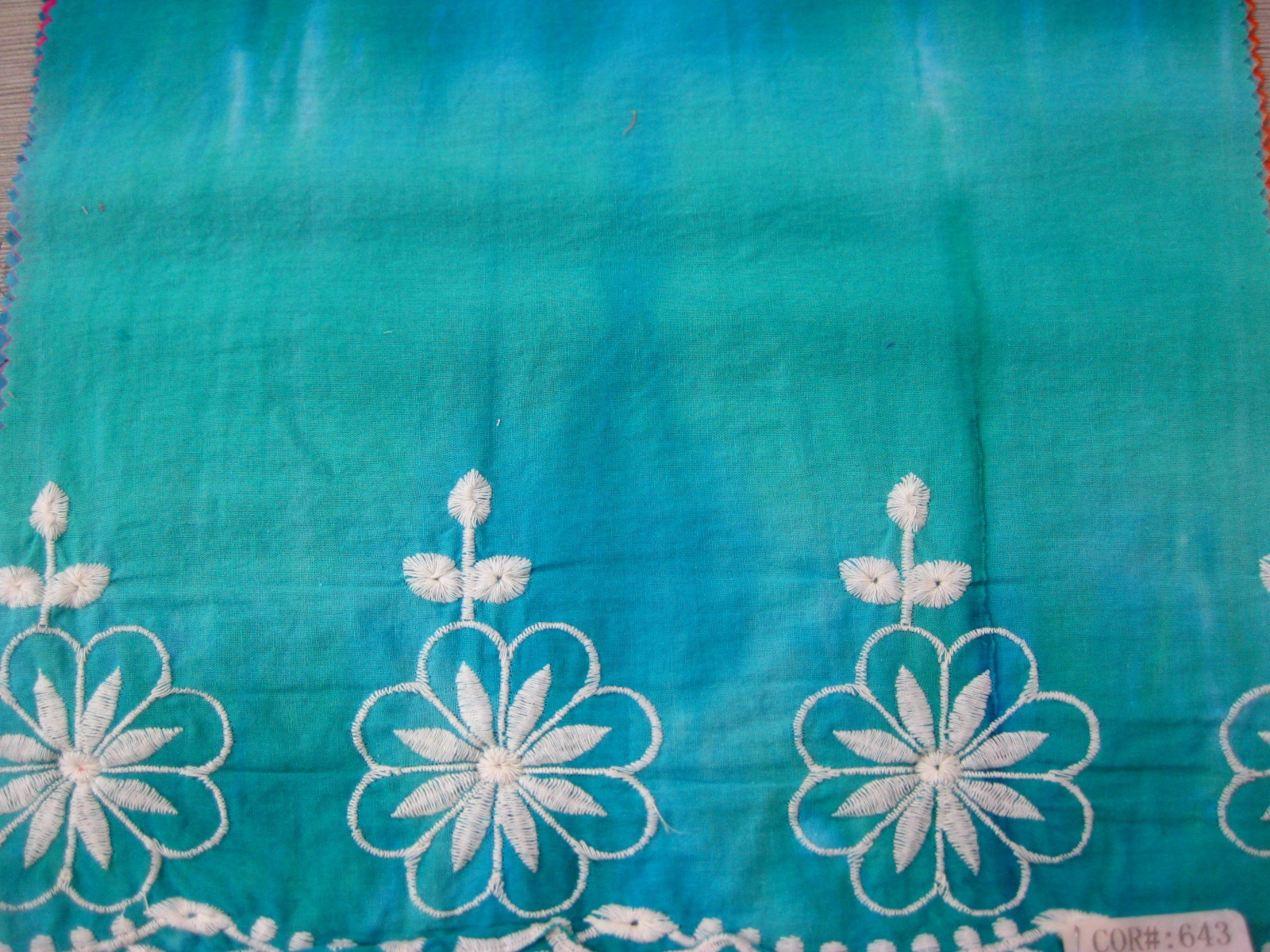 COTTON VOILE TIE DYE WITH ONE BORDER EMB DES#17-643